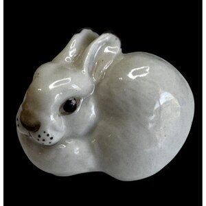 Soviet Era Porcelain Rabbit 2" White Bunny Figurine Made in USSR 1003 Stamp